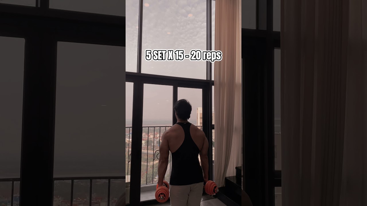 LỊCH TẬP TẠI NH&Agrave; ( với tạ đơn) DAY2: LƯNG - TAY TRƯỚC #shorts