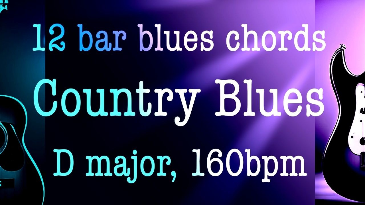 Country Blues, D major, Guitar backing track, 12 bar blues chords, slower version. Have fun!