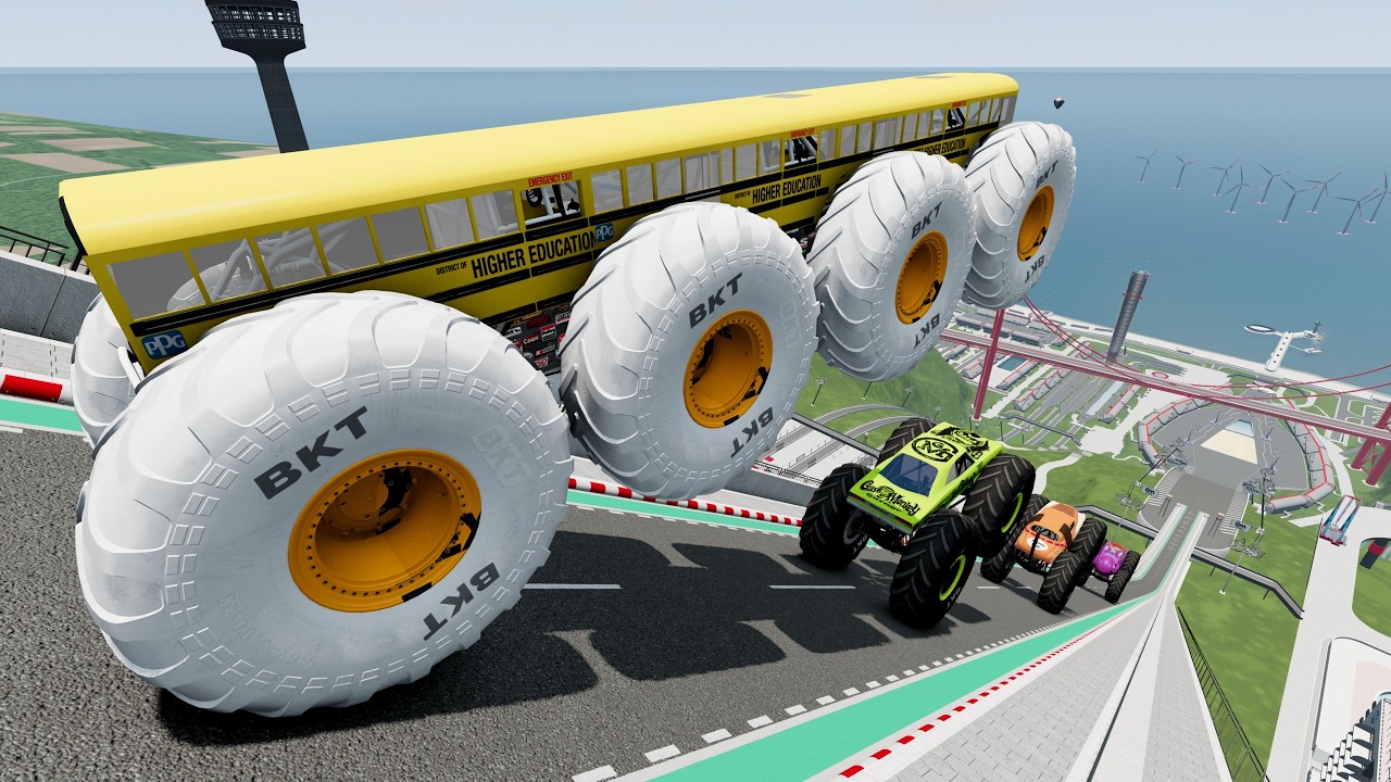 Epic High Speed Monster Truck Jumps and Crashes #072 - BeamNG Drive