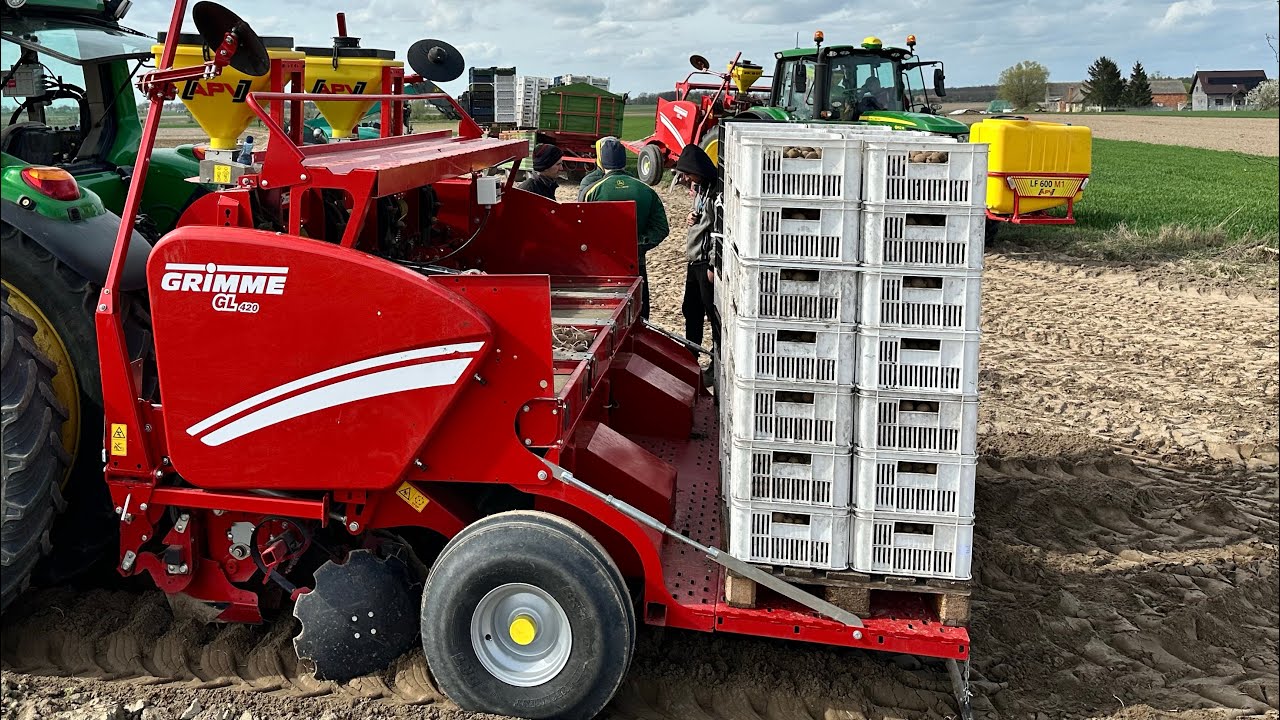 Sadzenie podkiełkowanych ziemniaków. Ziemniak wczesny sadzony z John Deere i Grimme GL 420 RB