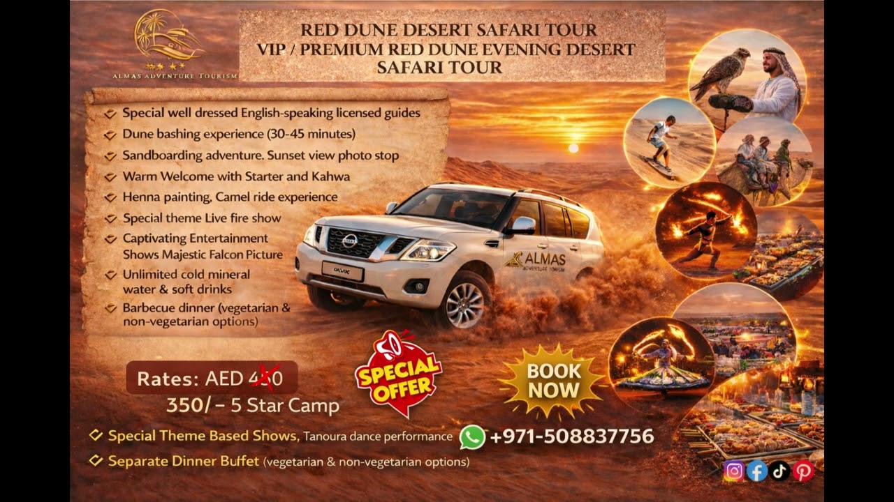 🌟🔥 **VIP / PREMIUM RED DUNE EVENING DESERT SAFARI TOUR** 🔥