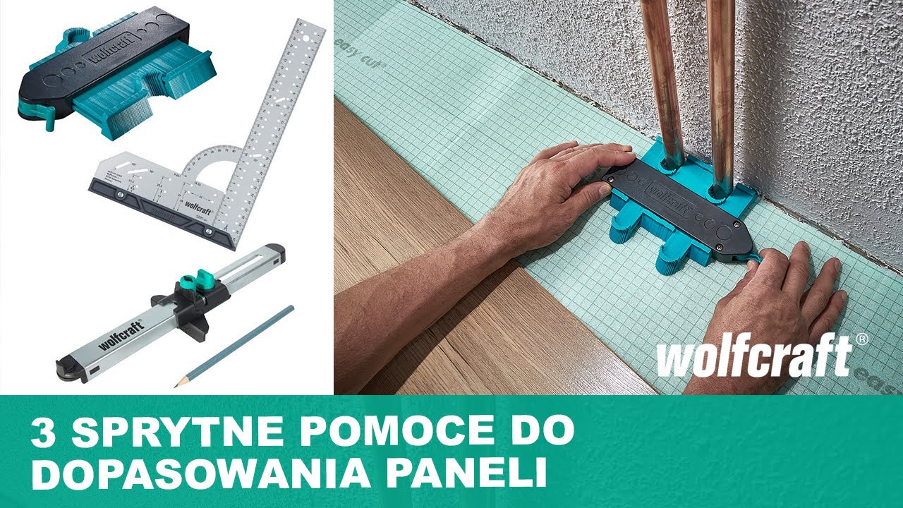 Narzędzia pomocne w dokładnym dopasowaniu paneli: wzornik, przymiar i kątownik | wolfcraft