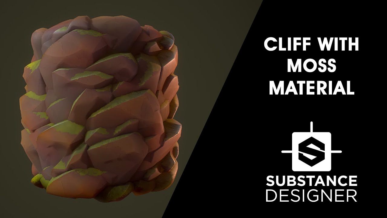 Substance Designer - Cliff with Moss Material