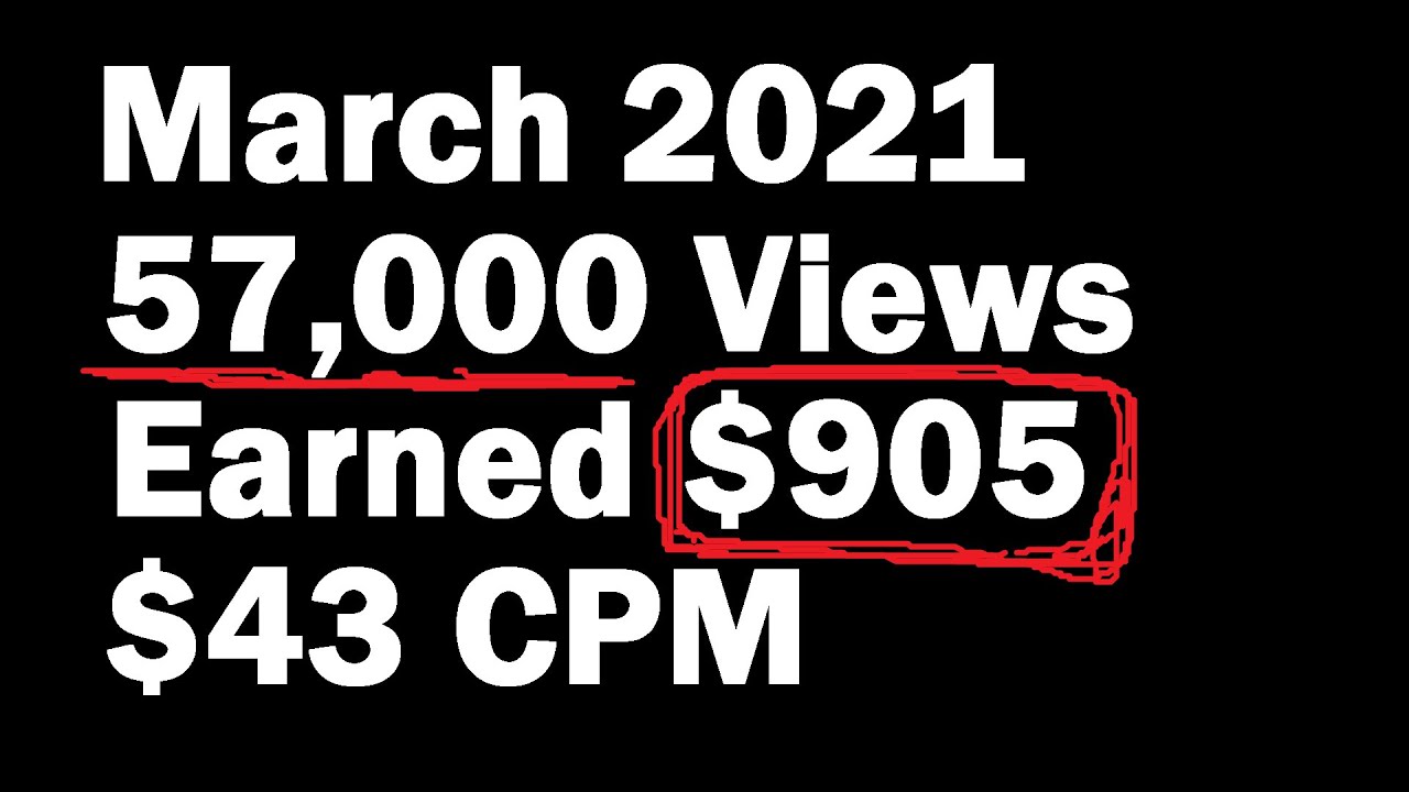 My Youtube Monetization Adsense Earnings  March 2021 - $905 All-Time High!