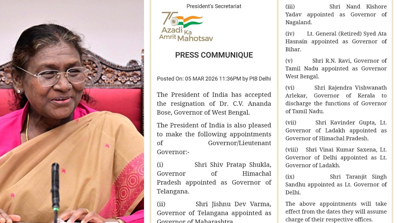 President Murmu appoints New Governors and LGs
