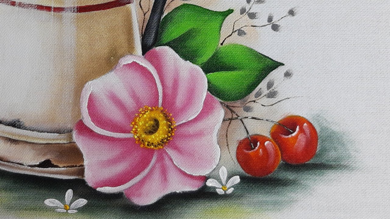 Como pintar  folha,flor do campo pintura em tecido para iniciantes