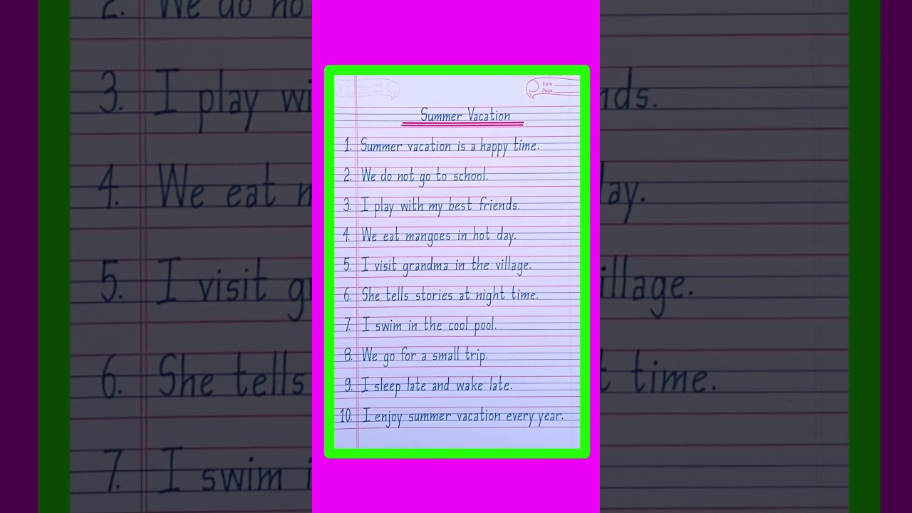 summer vacation essay 10 lines/essay on summer vacation/summer vacation essay in english #essay