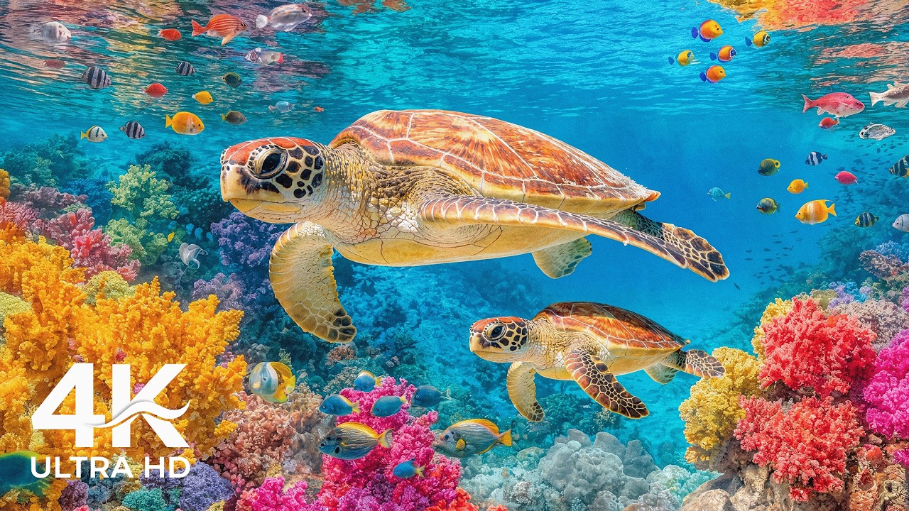 Морская жизнь: побег в 4K ULTRA HD 🐠 Яркие рыбы и океан 🎶 Расслабляющая фортепианная музыка