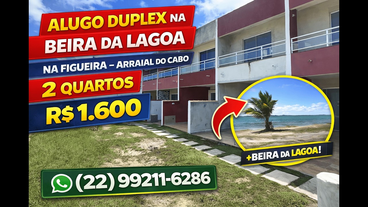 Alugo Duplex na Beira da Lagoa na Figueira – Arraial do Cabo | 2 Quartos | R$ 1.600