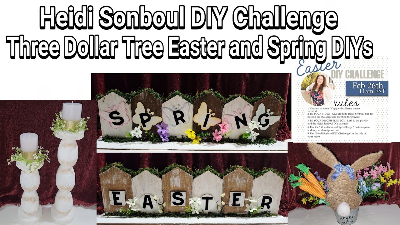 Heidi Sonboul DIY Challenge | Three Dollar Tree Neutral Easter Colorful Spring Decor Crafts Projects