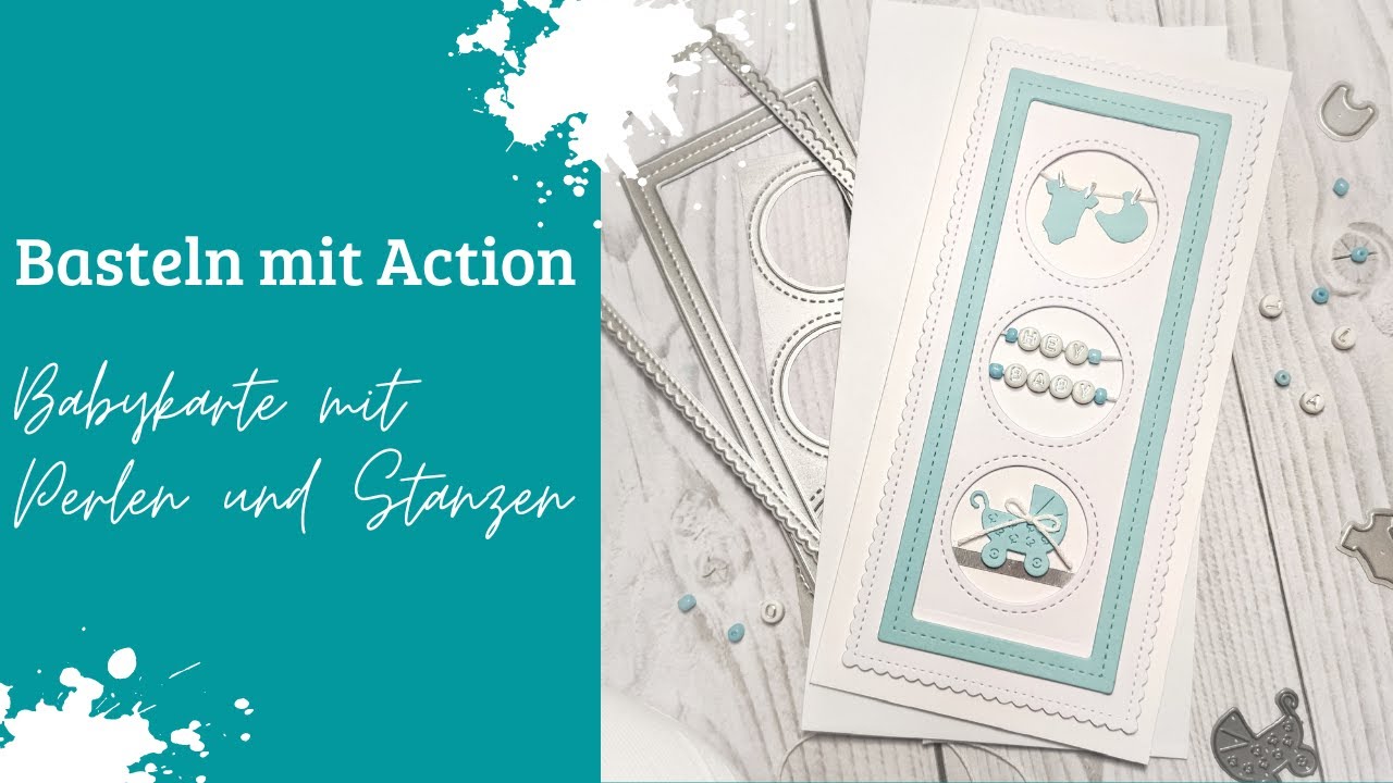Basteln mit Action | Babykarte mit Buchstaben-Perlen | Stanzen vom Action