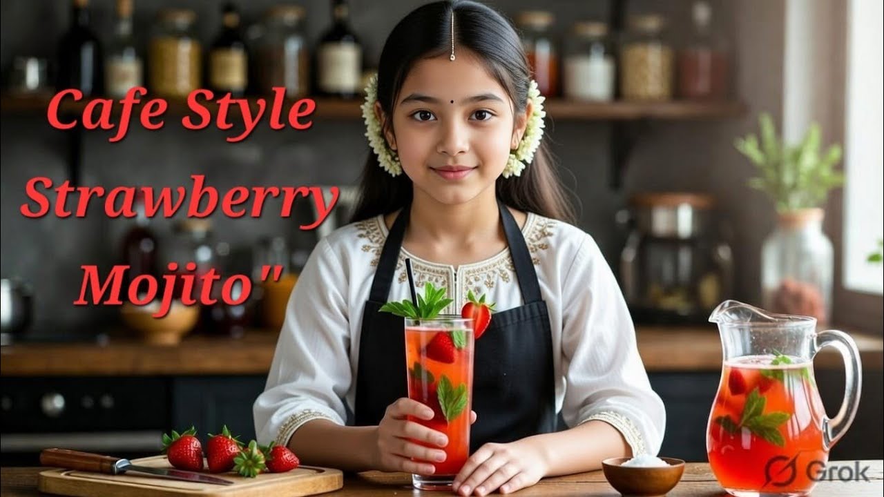 Cafe style Strawberry Mojito #trending #Refreshing drink #home made