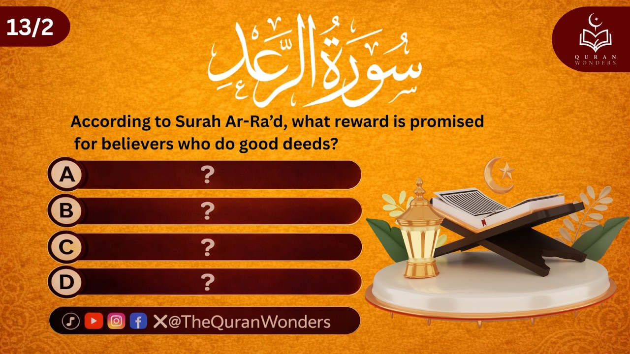 Вопросы с множественным выбором по суре Ра’д | Викторина по Корану