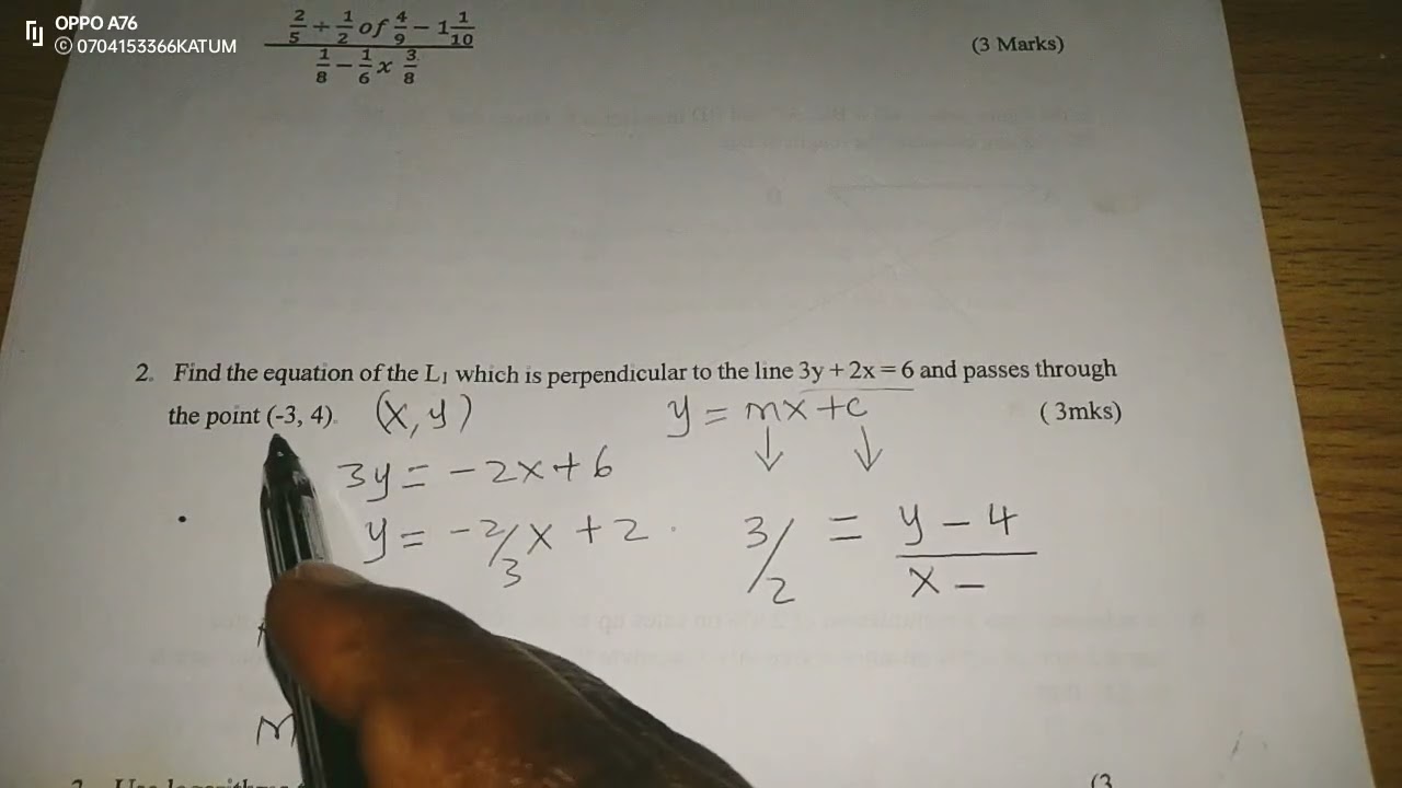 EQUATION AND GRADIENT OF STRAIGHT LINES. PERPENDICULAR LINES