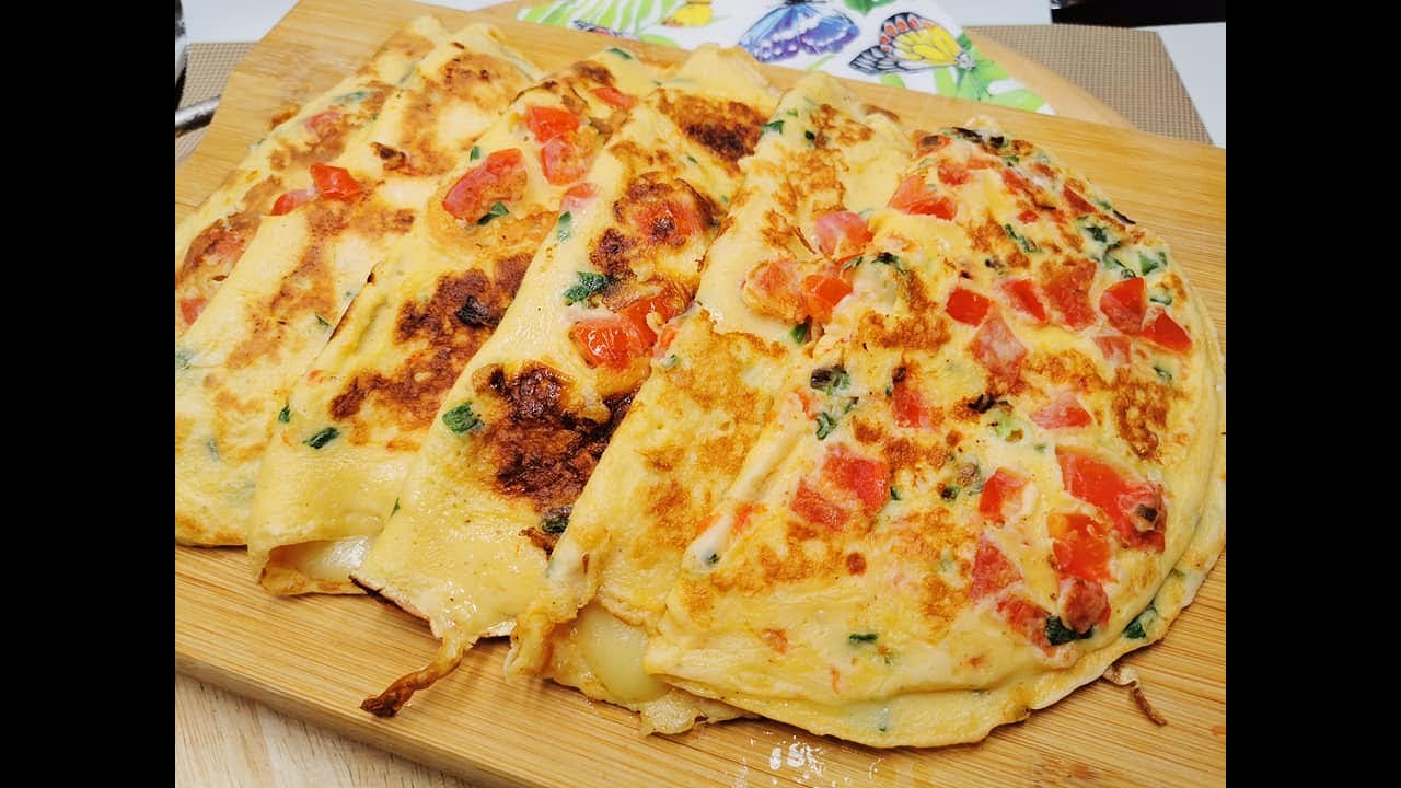 😋 Eier-Pfannkuchen mit Tomaten und Käse