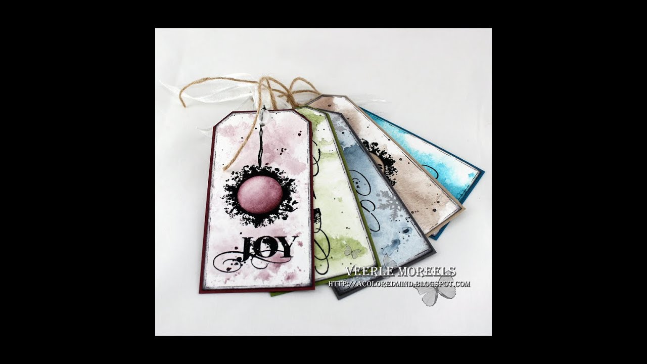 5 Christmas gift tags - one Visible Image stamp set