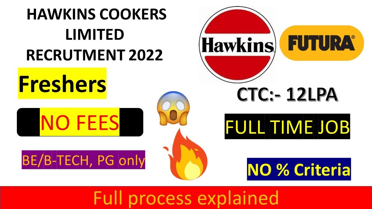 Hawkins cookers limited recruitment 2022 | Technical & Programmers job | Freshers | CTC:- 12LPA