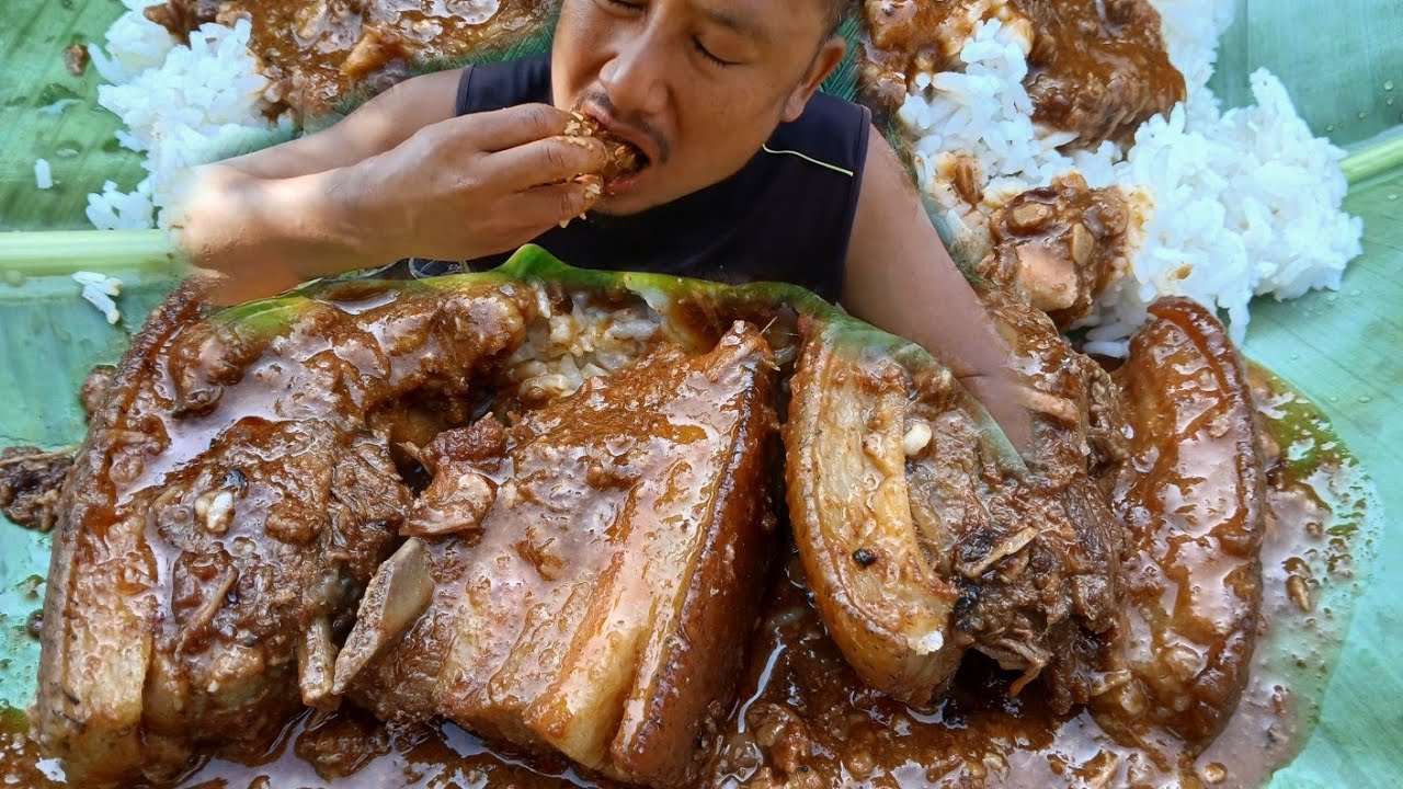 Delicious pork curry pure naga style mukbang 