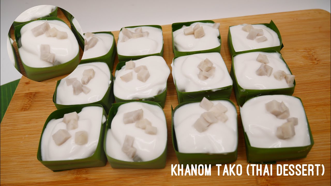 Khanom Tako | Thai Dessert | | Taro Pudding with Coconut Cream  (Khanom Tako)