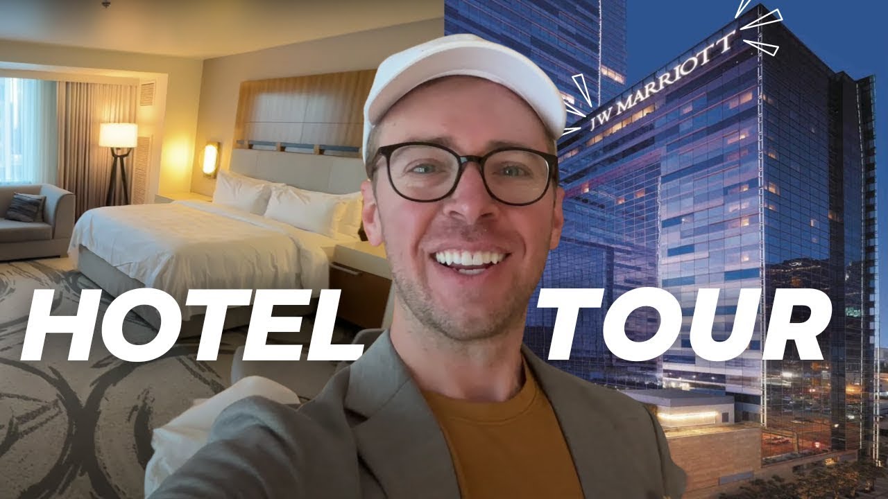 JW Marriott Los Angeles: тур по отелю в L.A. LIVE с осмотром номеров, фитнес-центром, лобби и дру...