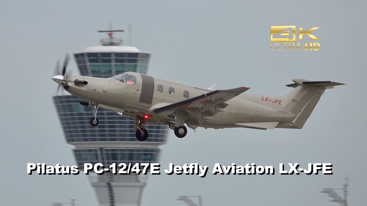 Pilatus PC-12/47E from Jetfly Aviation LX-JFE departure at Munich Airport MUC EDDM