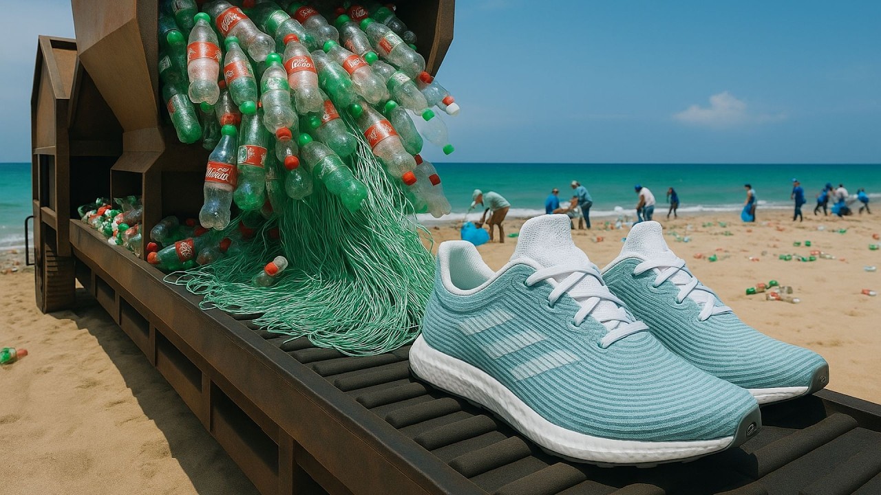 CÓMO se HACEN las ZAPATILLAS ADIDAS con BOTELLAS PLÁSTICAS del OCÉANO 👟