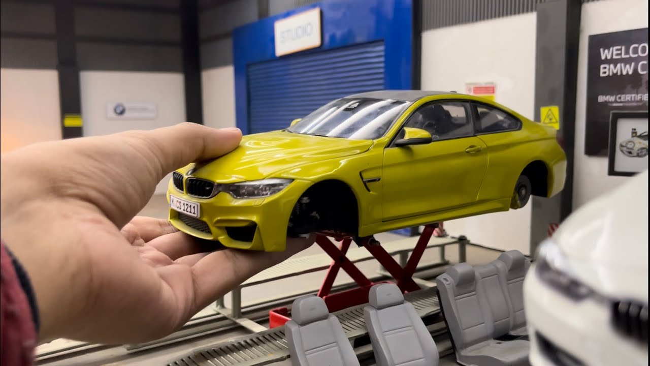 DIY Tiny BMW Service Centre Diorama Setup | Miniatures | Scale Model Cars