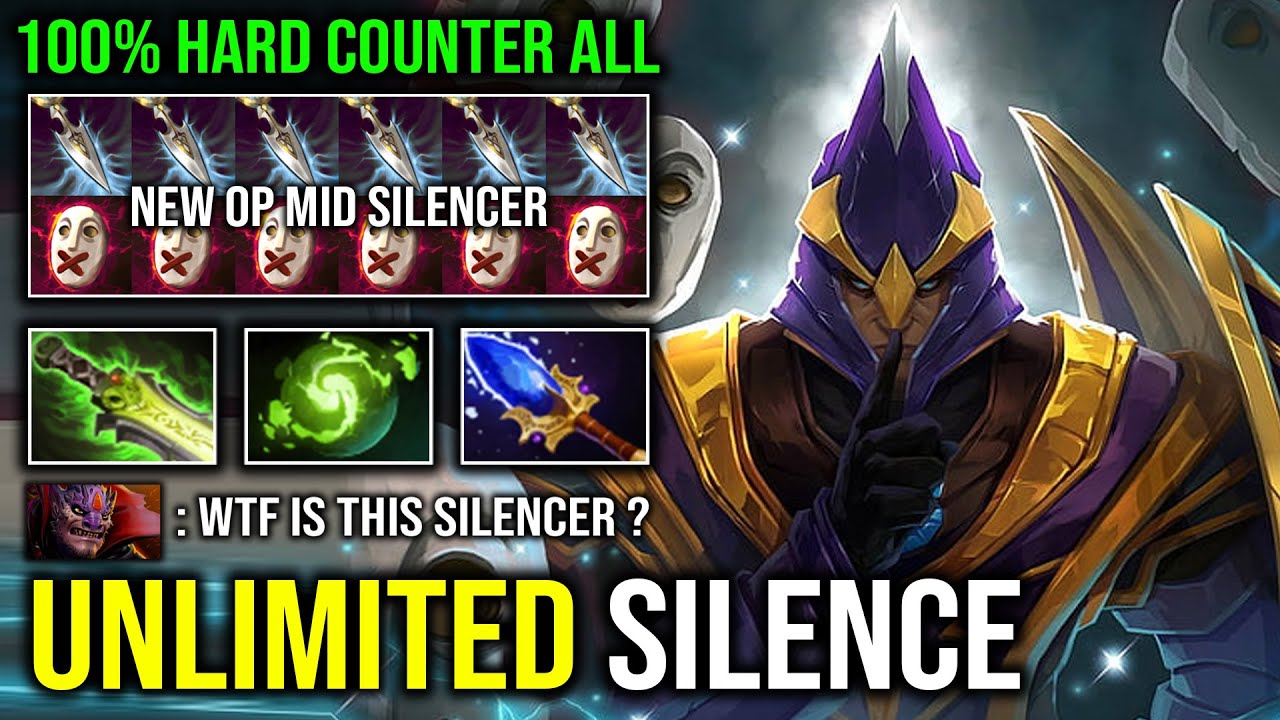 UNLIMITED SILENCE 100% Hard Counter Spell Caster Solo Mid Silencer Aghanim Refresher Dota 2