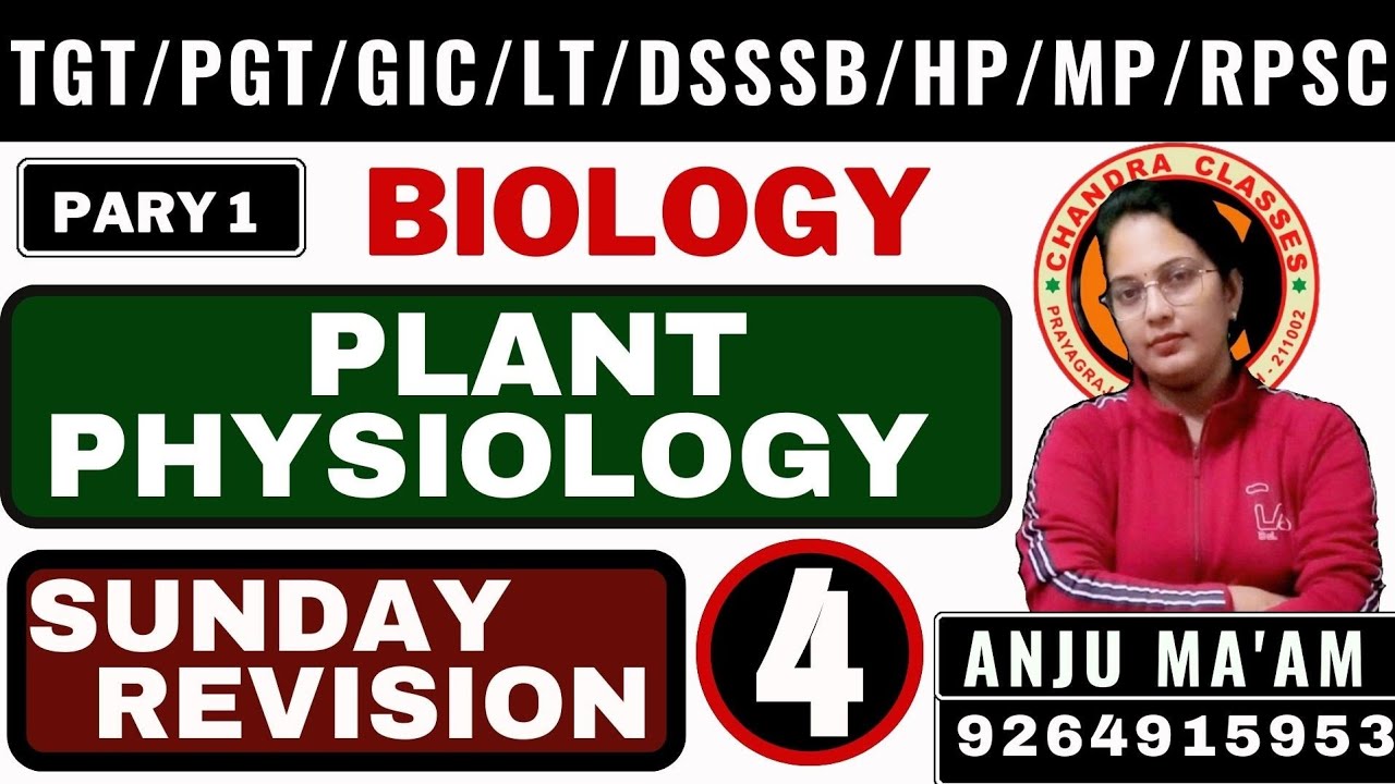 SUNDAY REVISION || PLANT PHYSIOLOGY#Practice Questions PART 1 #TGT#PGT#LT#KVS,NVS |,DSSSB ANJU MAAM
