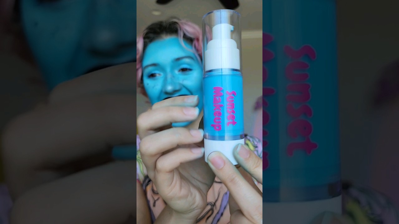 Blue Foundation?? 👀🧿🦋💙 asmr trying viral colorful foundation #asmr #makeup #beauty