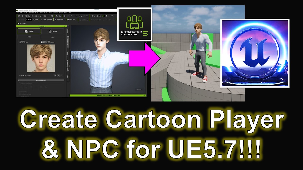 Create Cartoon Avatar for  Unreal Engine 5.7 Player Game Avatar & NPC #charactercreator5 #ue5