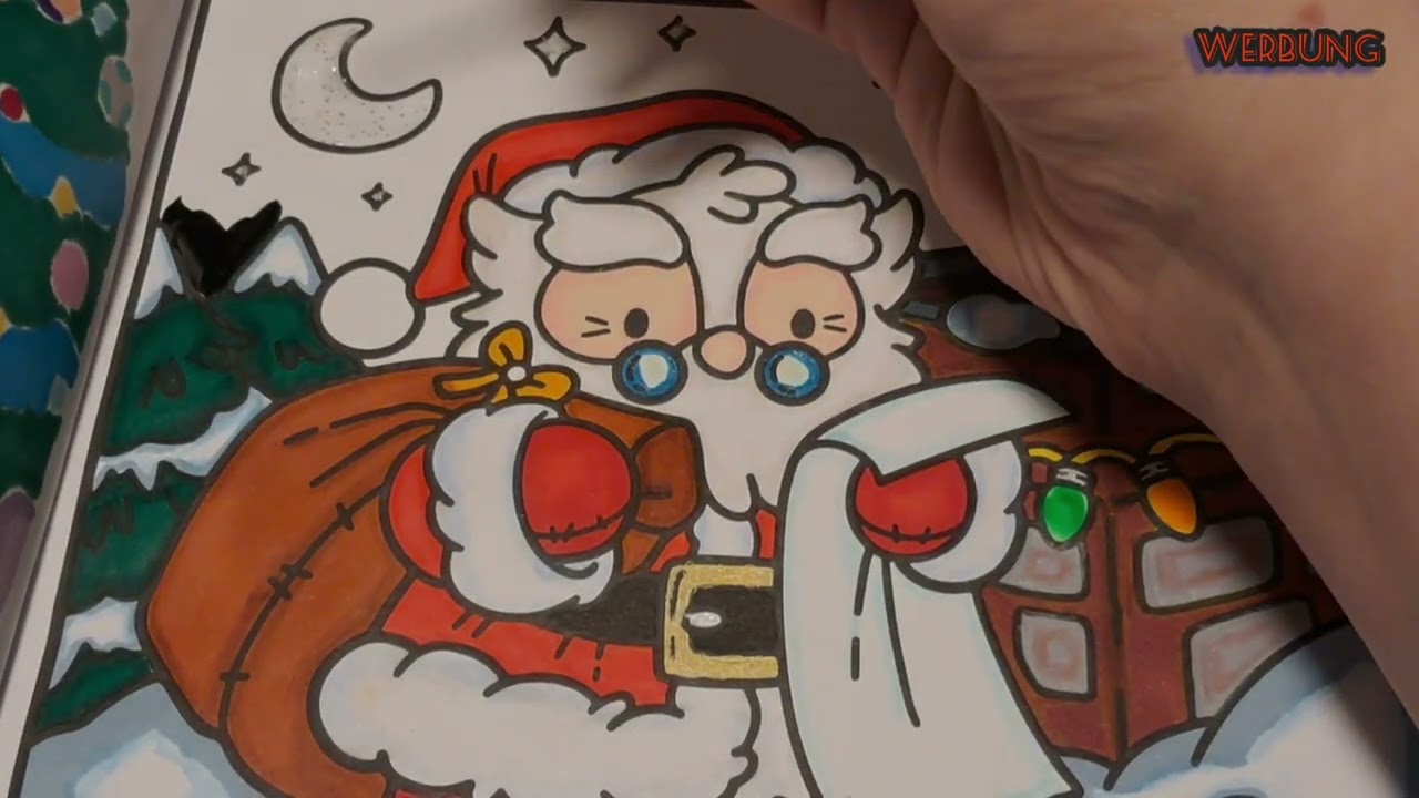 Merry Christmas Cozy Coloring Book - Weihnachtsmann a. d. Dach Seite 2 Teil 2 #malen #coloringbook 