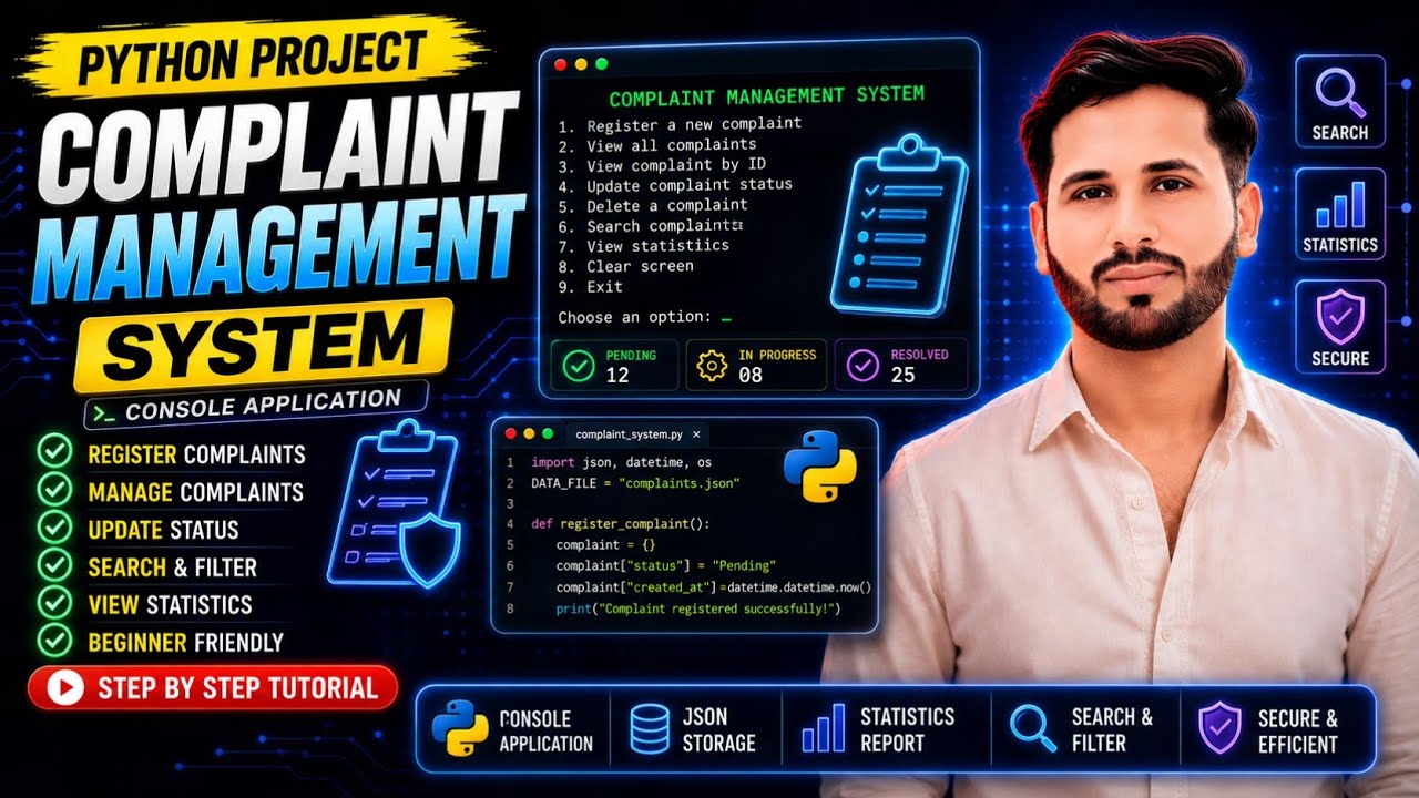 Python Complaint Management System Project | File Handling + JSON Database | Beginner Python Project