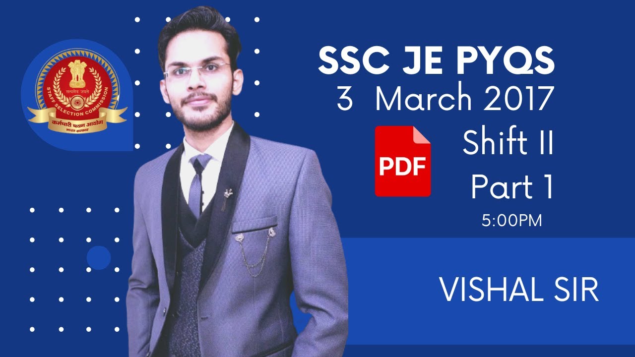 SSC JE PYQs | Mechanical Engineering | 3 March 2017 Shift - Evening | Vishal Sir