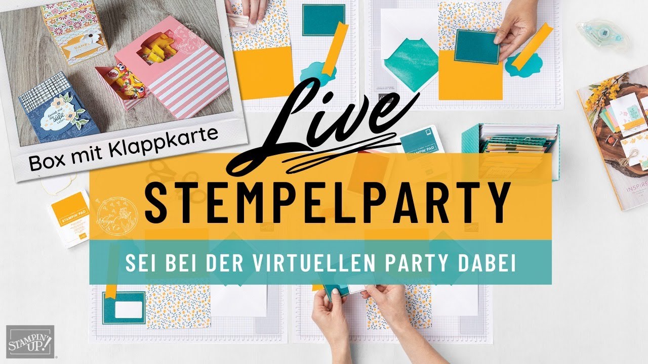 Live Stempelparty - Box mit Klappkarte, in 2 verschiedenen Gr&ouml;&szlig;en