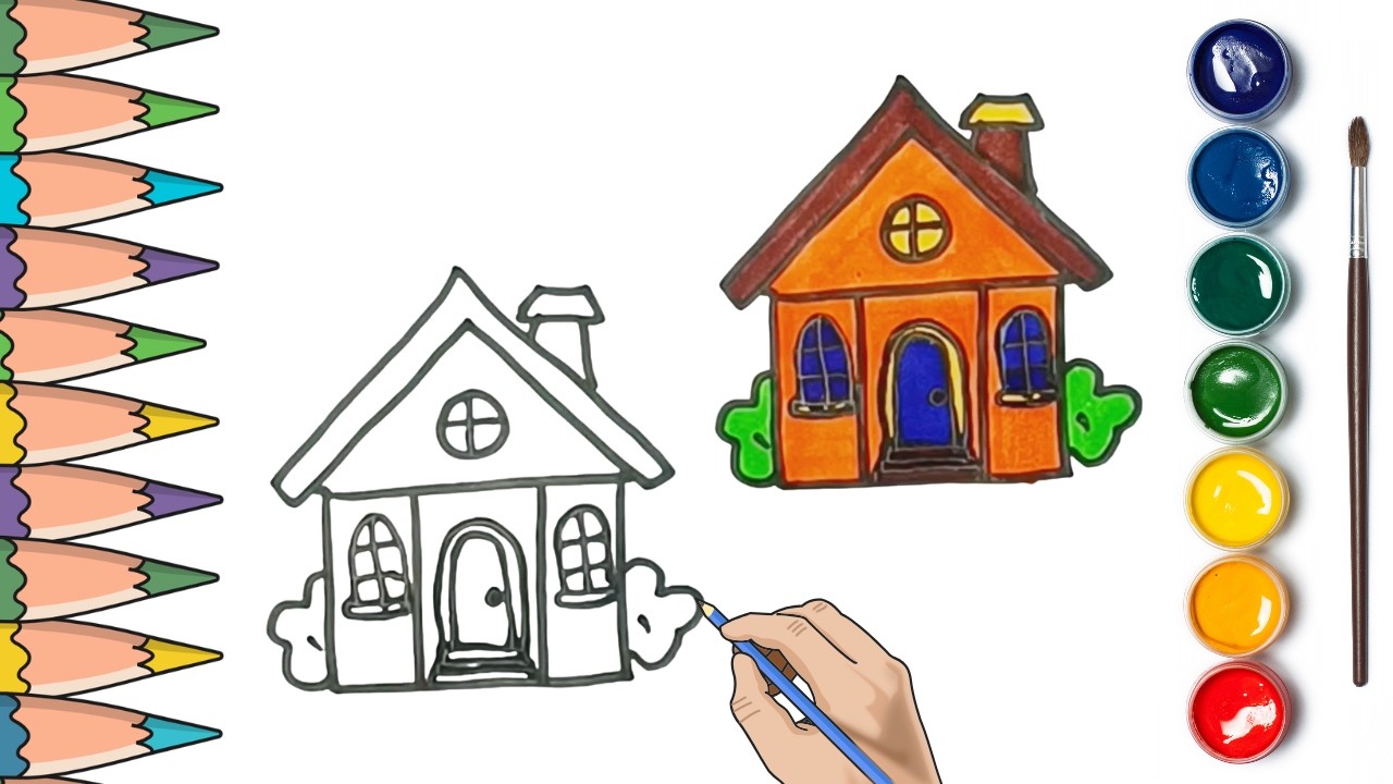 How To Draw A Cute House, Drawing, Painting & Coloring For Kids and Toddlers_ Child Art