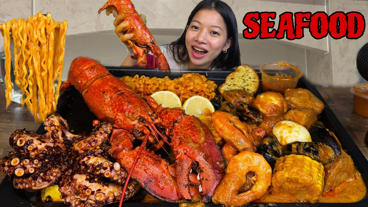 ОТАРКА МОРЕПРОДУКТОВ МУКБАНГ ☺️😋ОСЬМИНОГ, ЛОБСТЕР, #mukbang #yanieats #mukbanginternational #seafood