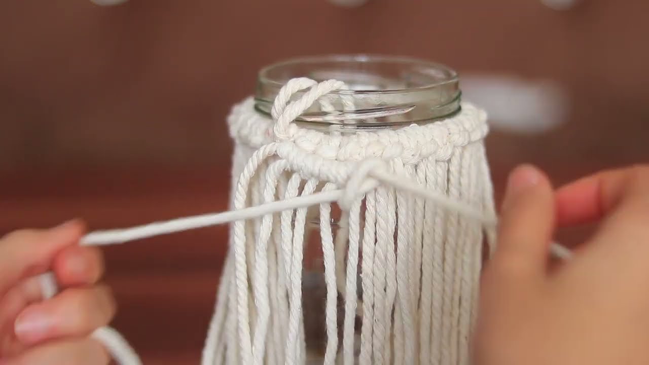 DIY чехол для банки из макраме | Бохо-подсвечник, урок