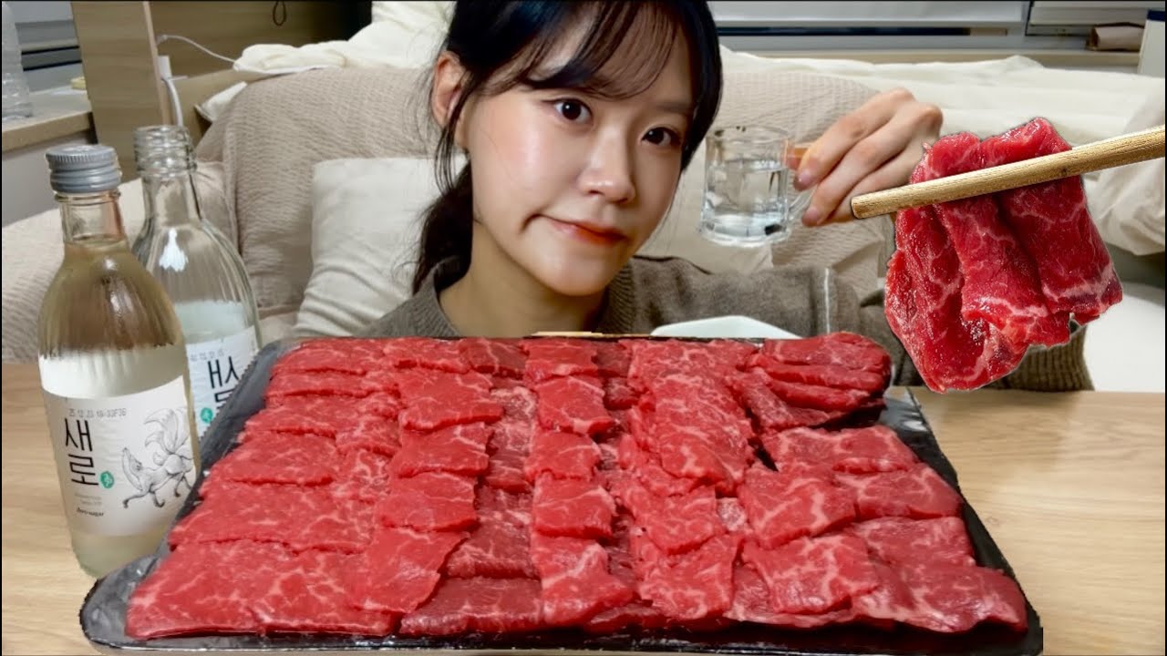 쫀득쫀득 육사시미와 함께하는 혼술 먹방 🍶 Raw Beef MUKBANG ASMR EATINGSHOW