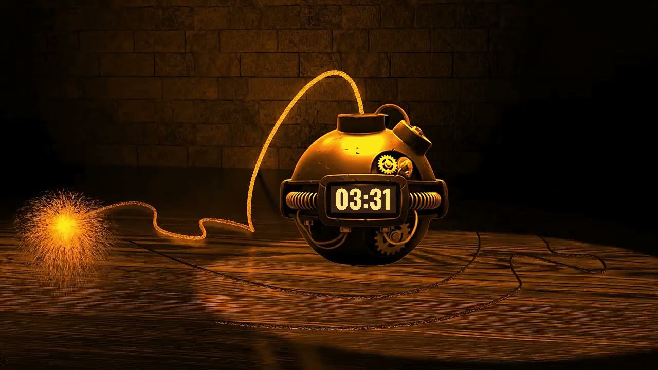 10-Minute Gold Bomb Timer 💣✨ | Silent Countdown + Start Alert + Fuse Burn + Final Blast
