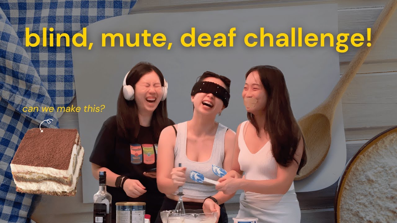 Telepathic Sisters? The Blind•Mute•Deaf Tiramisu Challenge