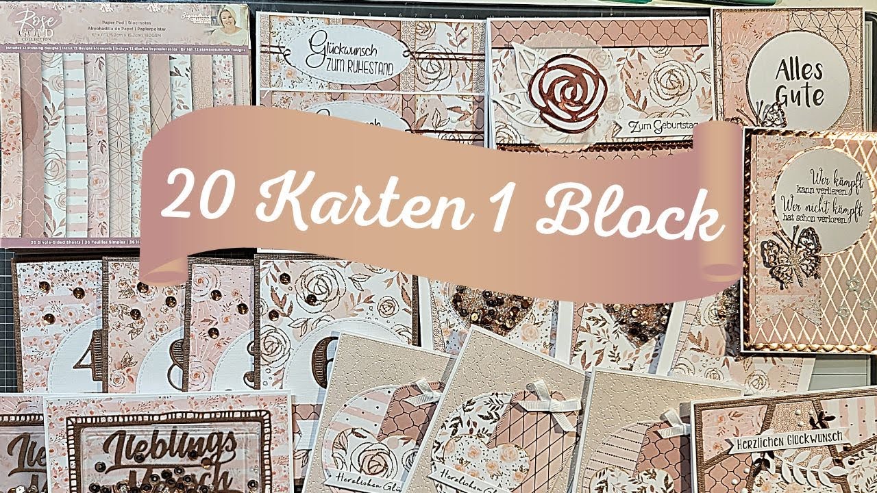 20 Karten aus 1 Block | Rose Gold Collection | Signature Collection by Sara Davies 