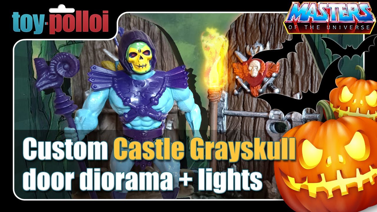 Custom Vintage He-Man and the Masters of the Universe Grayskull display with lights - Toy Polloi