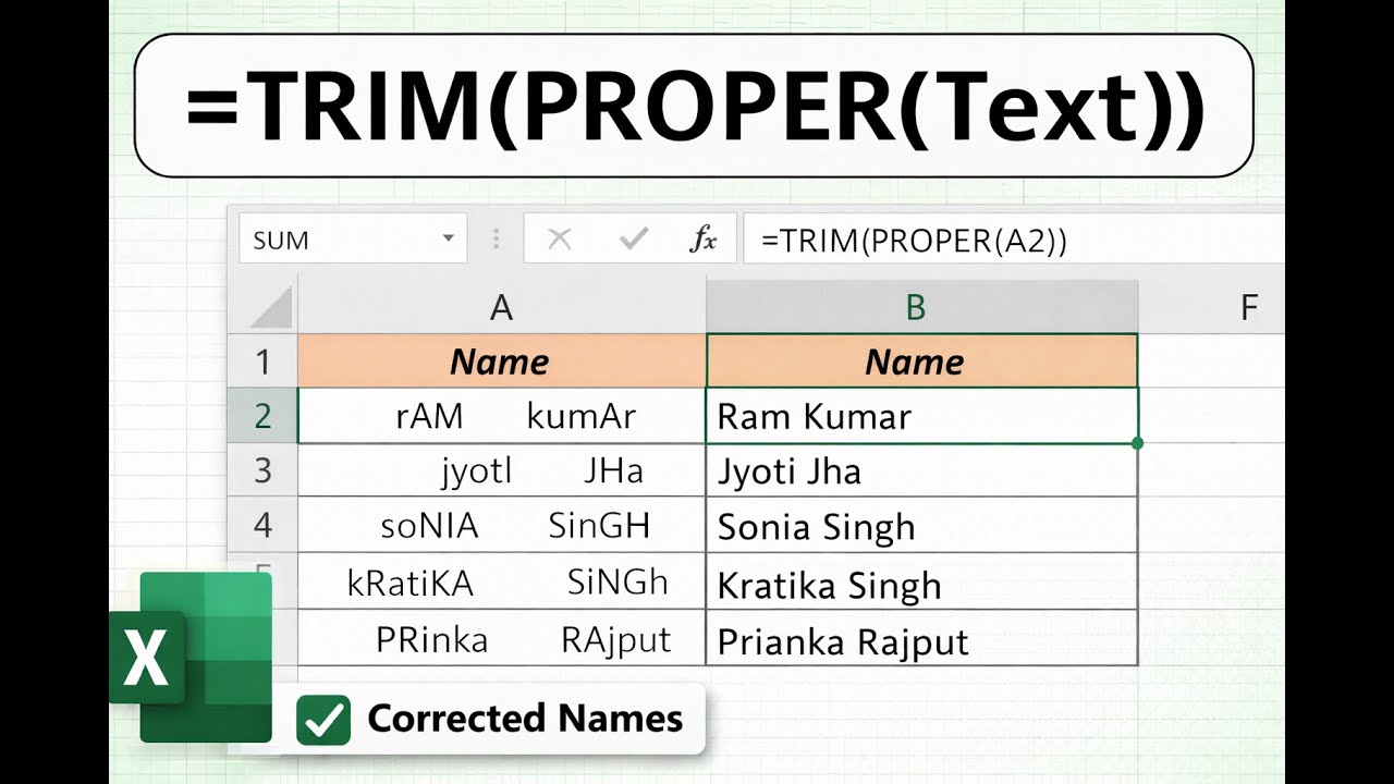 Excel Mai TRIM & PROPER Formula Explained With Practical Examples| How to clean large data.(S 3)