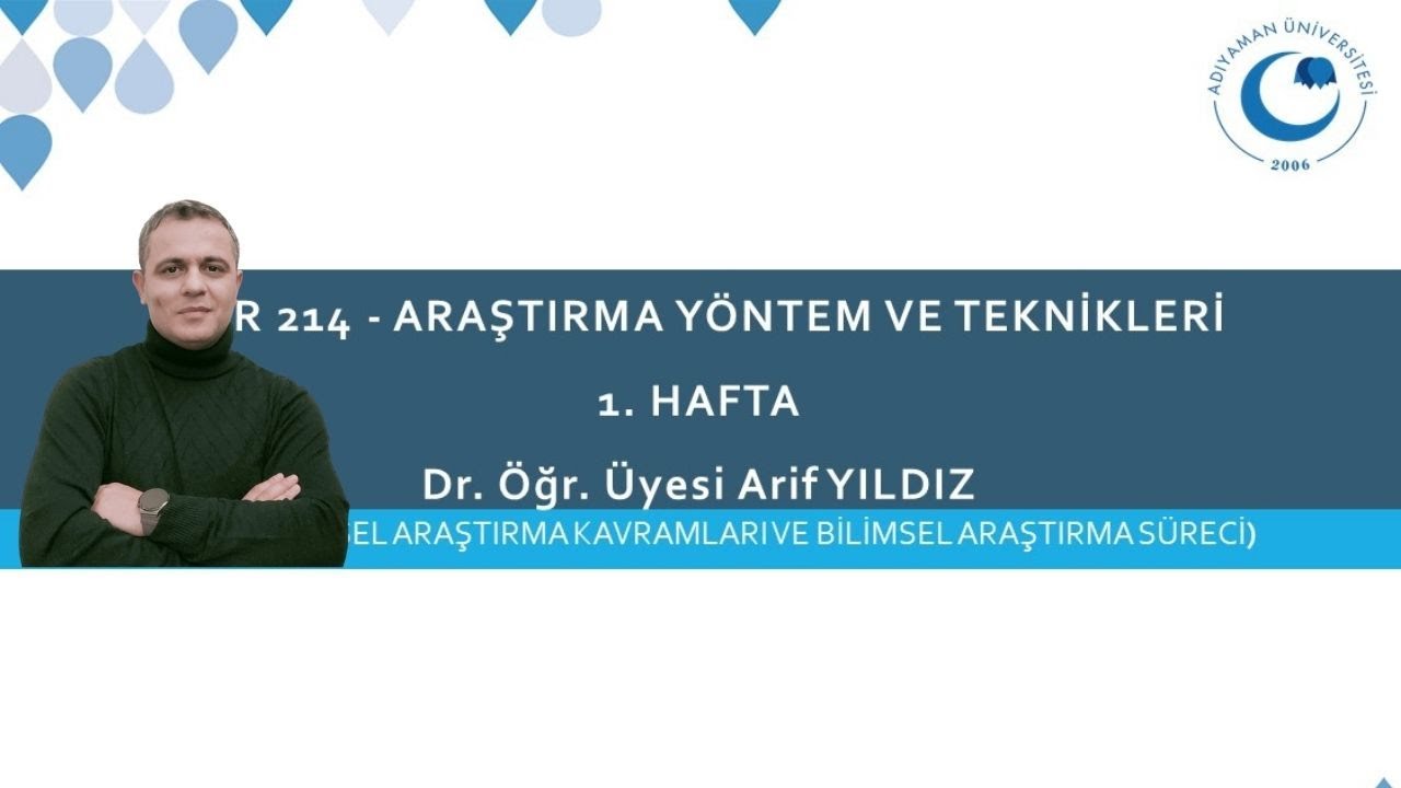 Araştırma Yöntem ve Teknikleri -1. Ünite BİLİM, BİLİMSEL ARAŞ. KAVRAMLARI, BİLİMSEL ARAŞTIRMA SÜRECİ