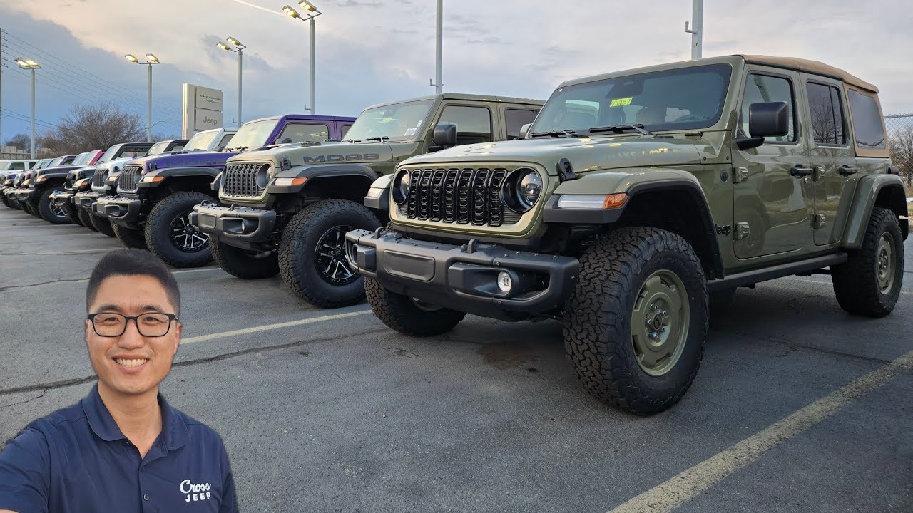 Обзор джипов Jeep Wrangler на площадке (специальная версия Willys 1941 года, Whitecap, MOAB 392 и...