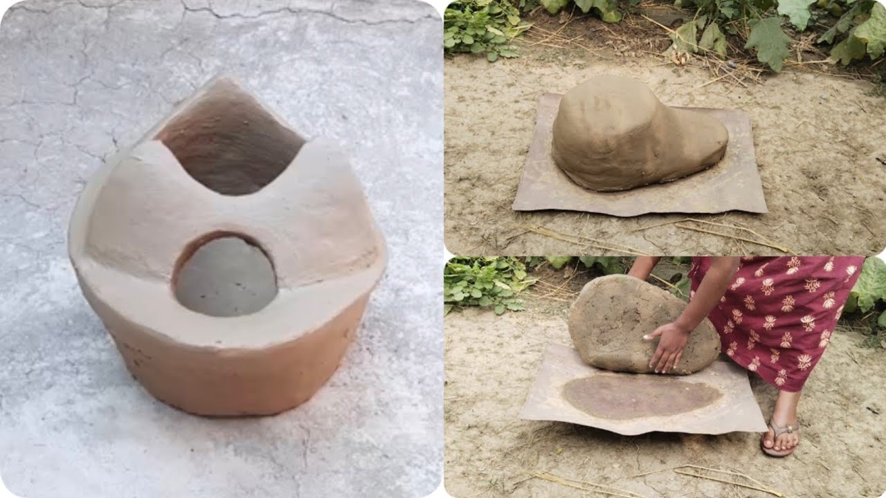 How to make primitive technology protable Clay Oven।। কিভাবে মাটির চুলা বানানো হয়।।#claystove