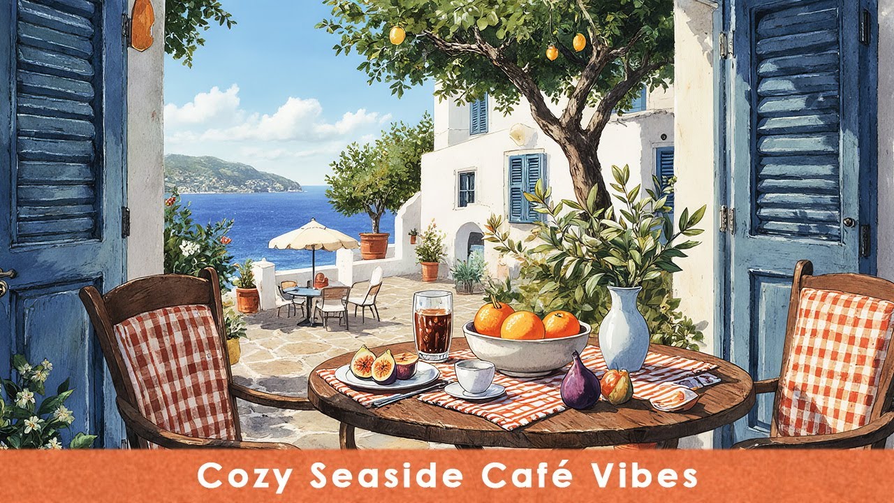 Mediterranean Lofi Chill ☕️🌊 Cozy Seaside Café Vibes | Relaxing Beats for Study, Work & Sleep