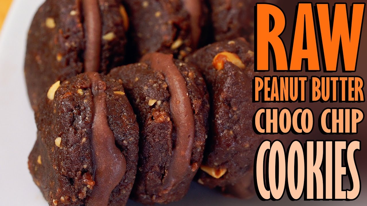 Raw Vegan Peanut Butter Chocolate Chip Cookies - Healthy Dessert