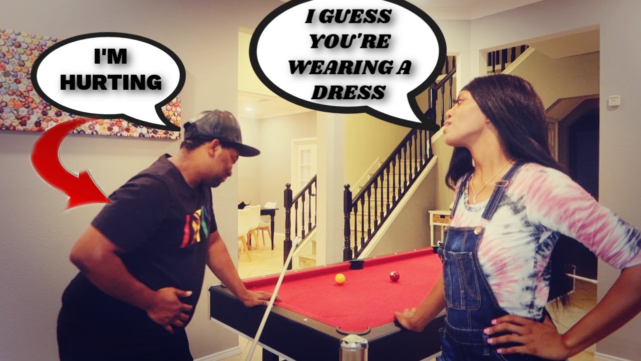 THE POOL TABLE CHALLENGE | SHE SAID I WILL HAVE TO WEAR A DRESS IN PUBLIC